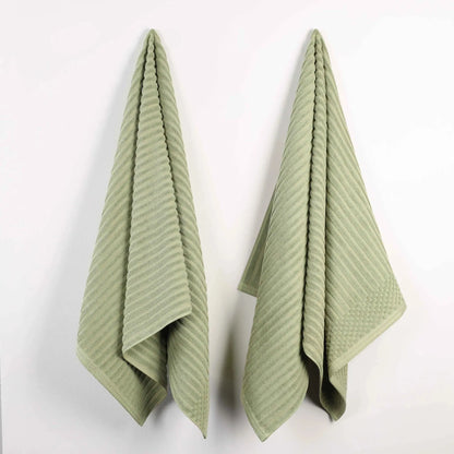 Ribbed Textured Cotton 2 Piece Bath Sheet Towel Set