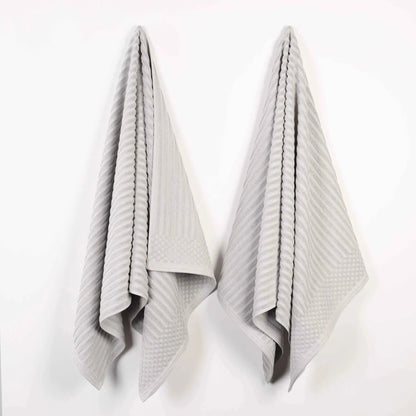 Ribbed Textured Cotton 2 Piece Bath Sheet Towel Set
