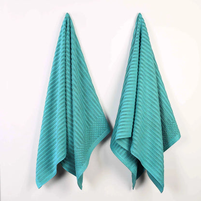 Ribbed Textured Cotton 2 Piece Bath Sheet Towel Set