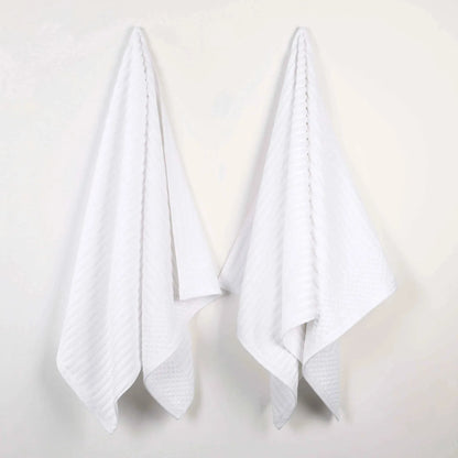 Ribbed Textured Cotton 2 Piece Bath Sheet Towel Set