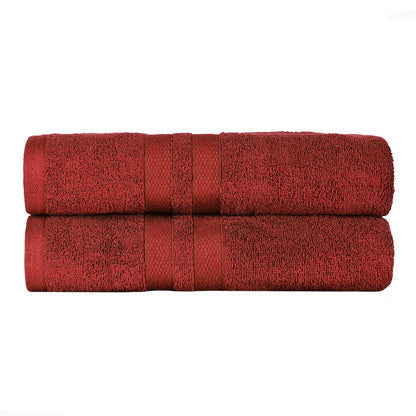 Superior Ultra Soft Cotton Absorbent Solid Bath Sheet (Set of 2) -  Maroon