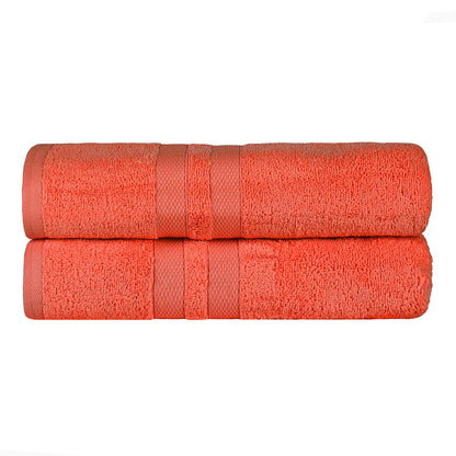 Superior Ultra Soft Cotton Absorbent Solid Bath Sheet (Set of 2) - Tangerine