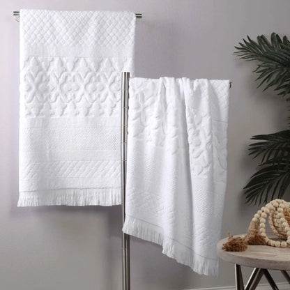 Rolla Cotton Geometric Jacquard Plush Absorbent Bath Sheet Set of 2