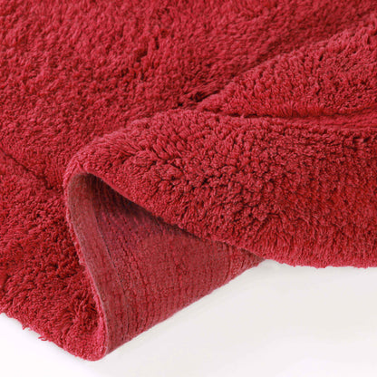 Cotton Non Slip Oval 2 Piece Bath Rug Set - Burgundy