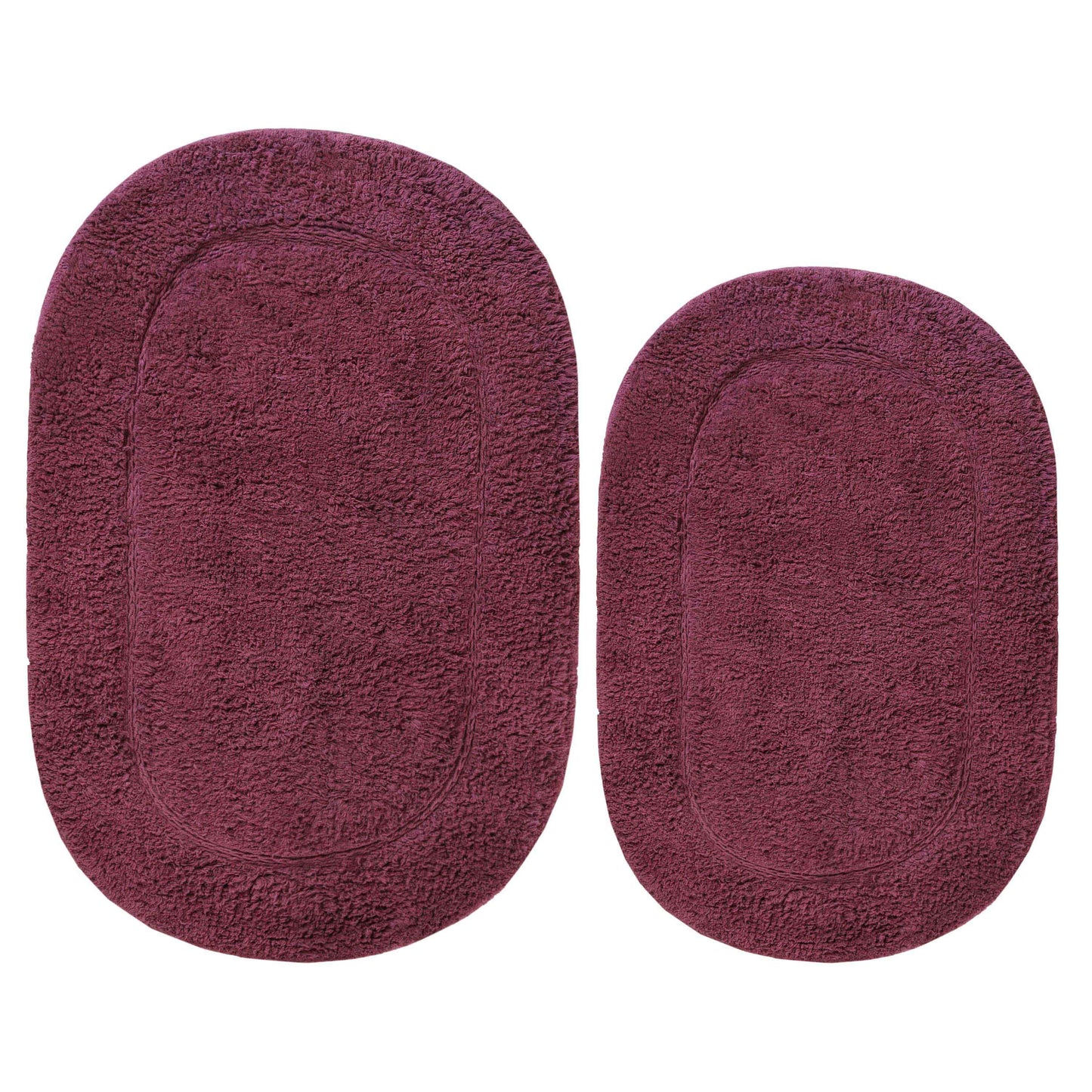 Cotton Non Slip Oval 2 Piece Bath Rug Set - Plum