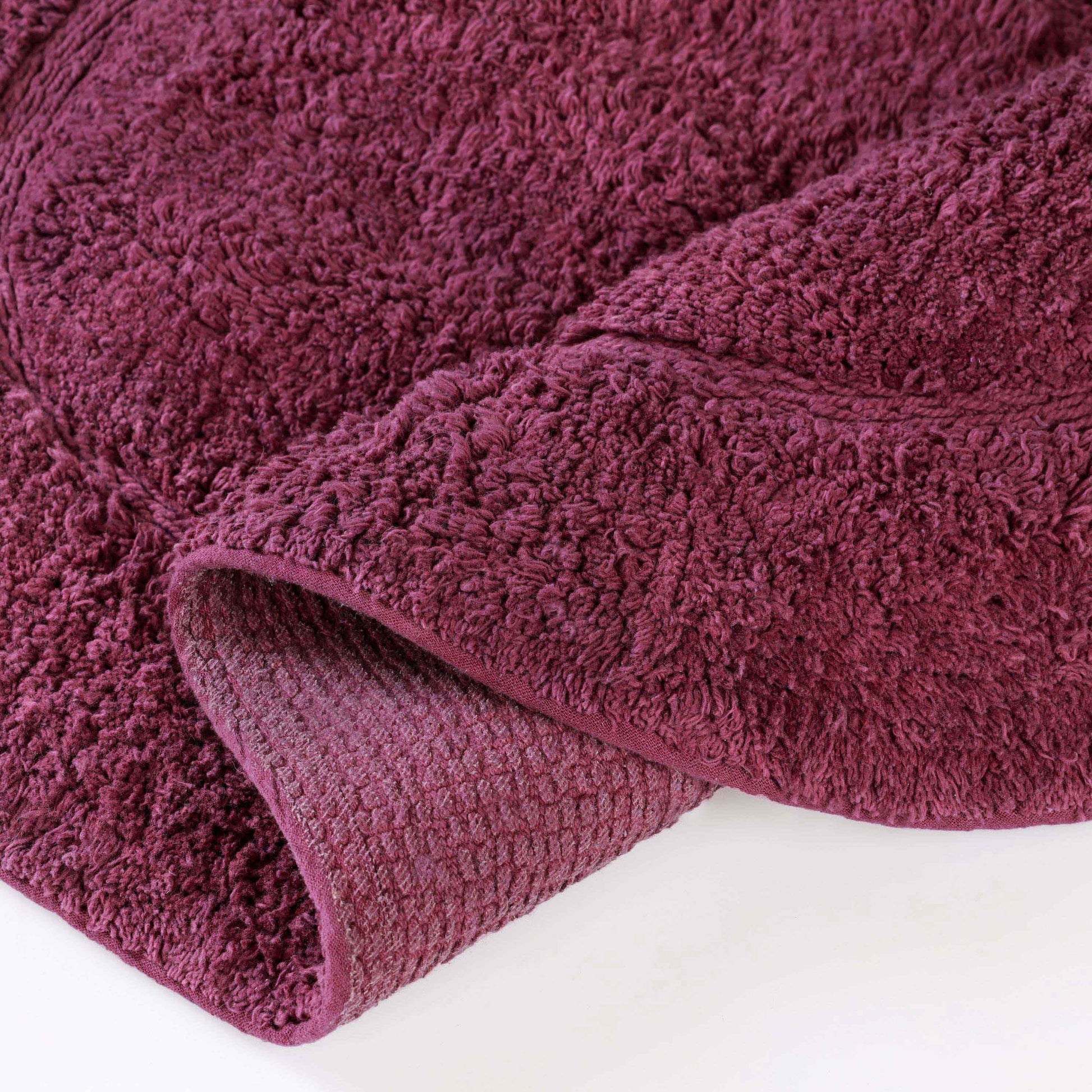 Cotton Non Slip Oval 2 Piece Bath Rug Set - Plum