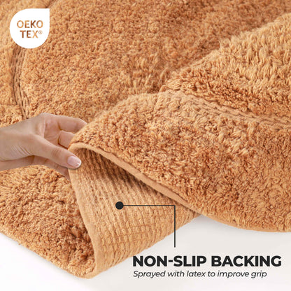 Cotton Non Slip Oval 2 Piece Bath Rug Set - Rust