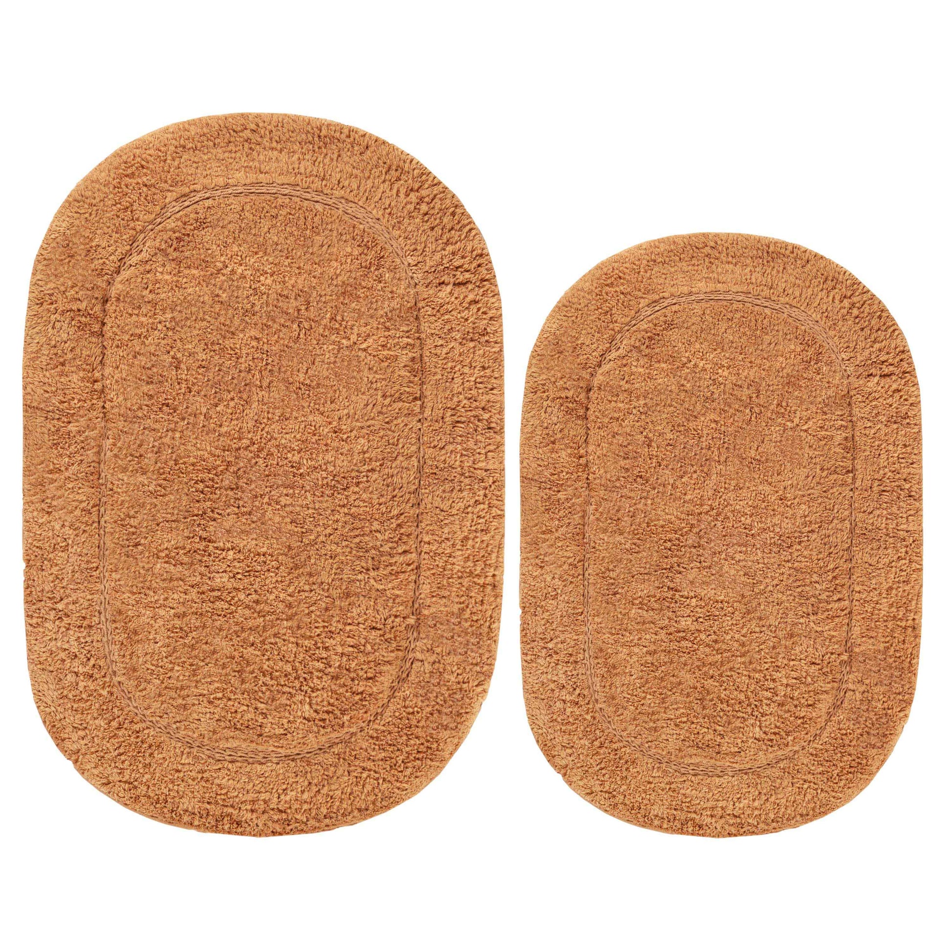 Cotton Non Slip Oval 2 Piece Bath Rug Set - Rust