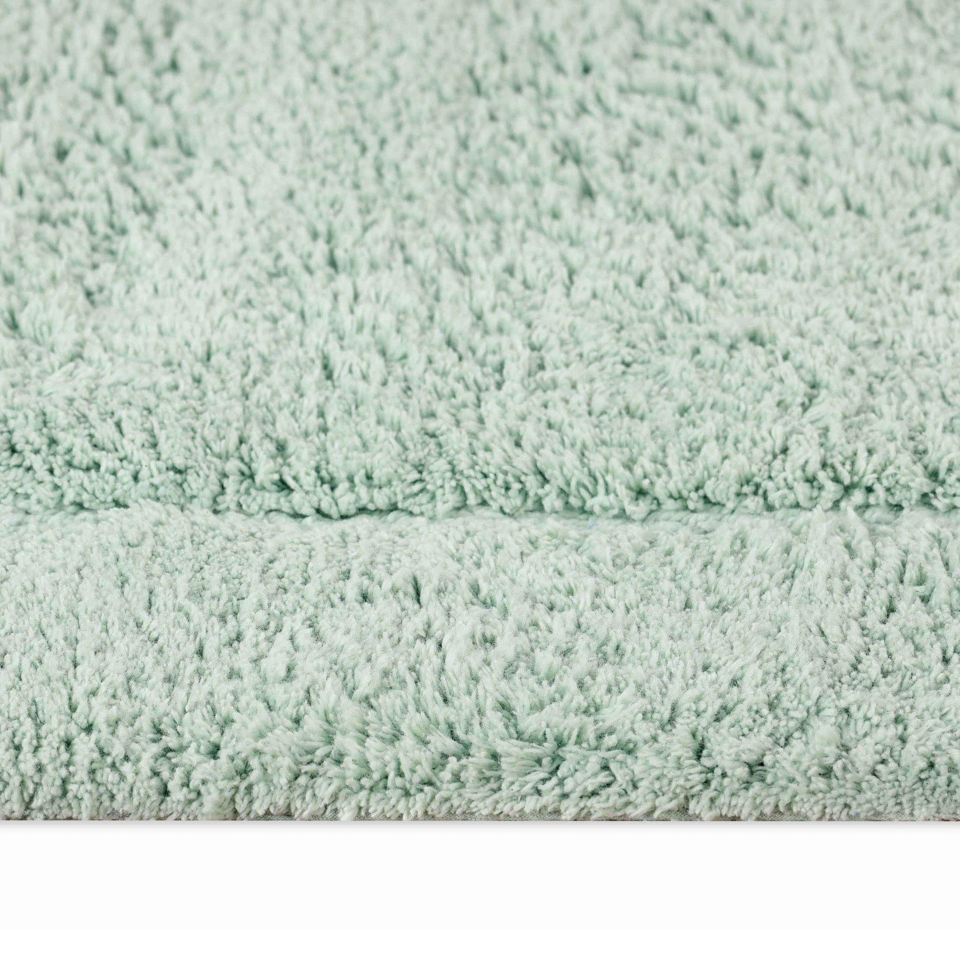 Cotton Non Slip Oval 2 Piece Bath Rug Set - Sage