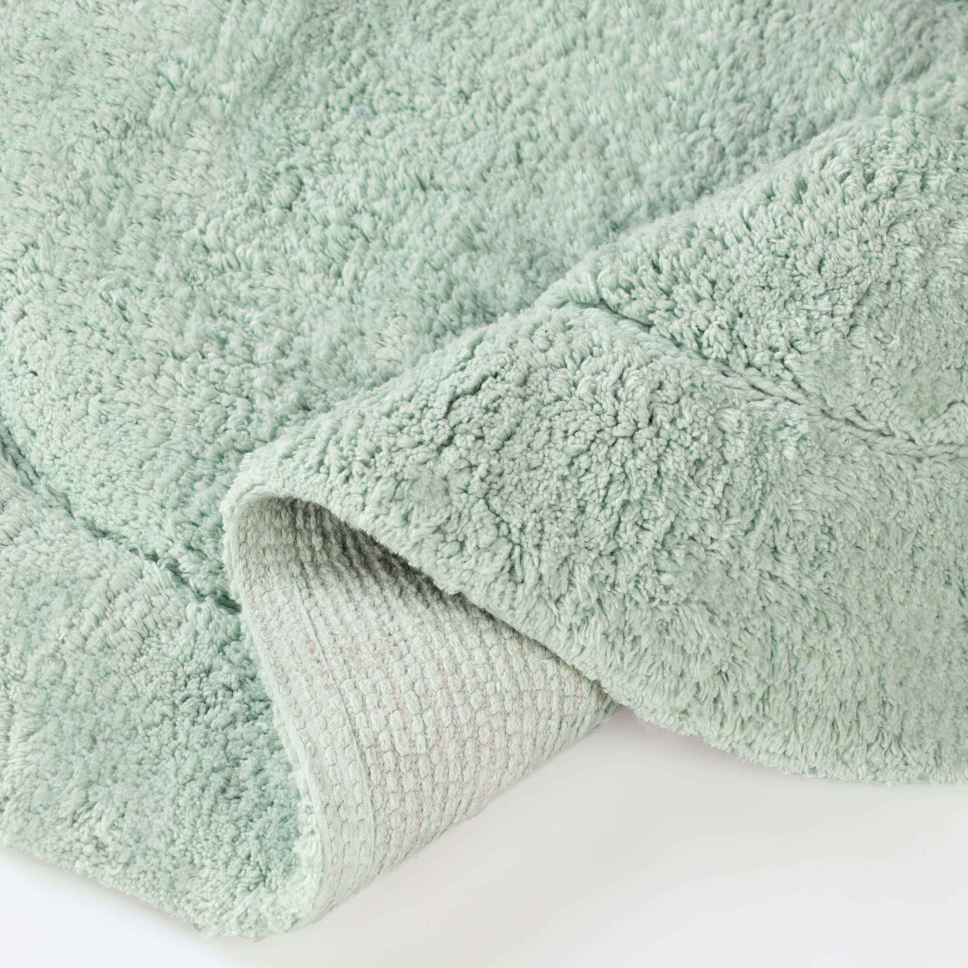 Cotton Non Slip Oval 2 Piece Bath Rug Set - Sage