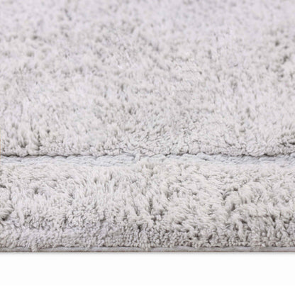 Cotton Non Slip Oval 2 Piece Bath Rug Set - Silver