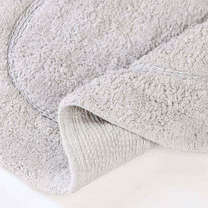 Cotton Non Slip Oval 2 Piece Bath Rug Set - Silver