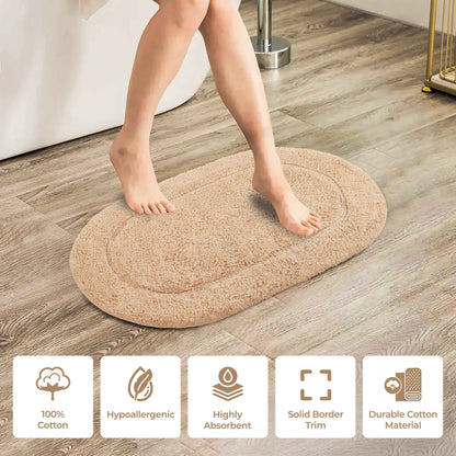 Cotton Non Slip Oval 2 Piece Bath Rug Set - Taupe