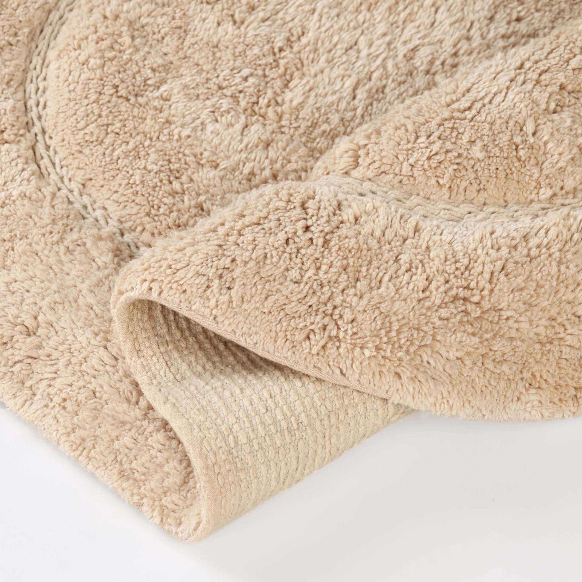 Cotton Non Slip Oval 2 Piece Bath Rug Set - Taupe