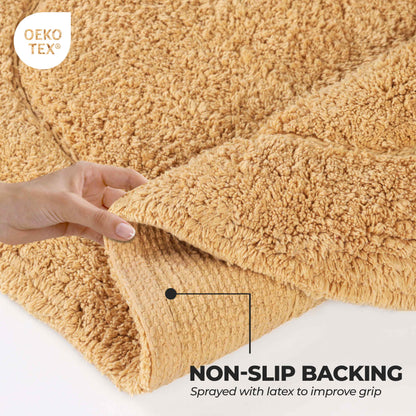 Cotton Non Slip Oval 2 Piece Bath Rug Set - Toast