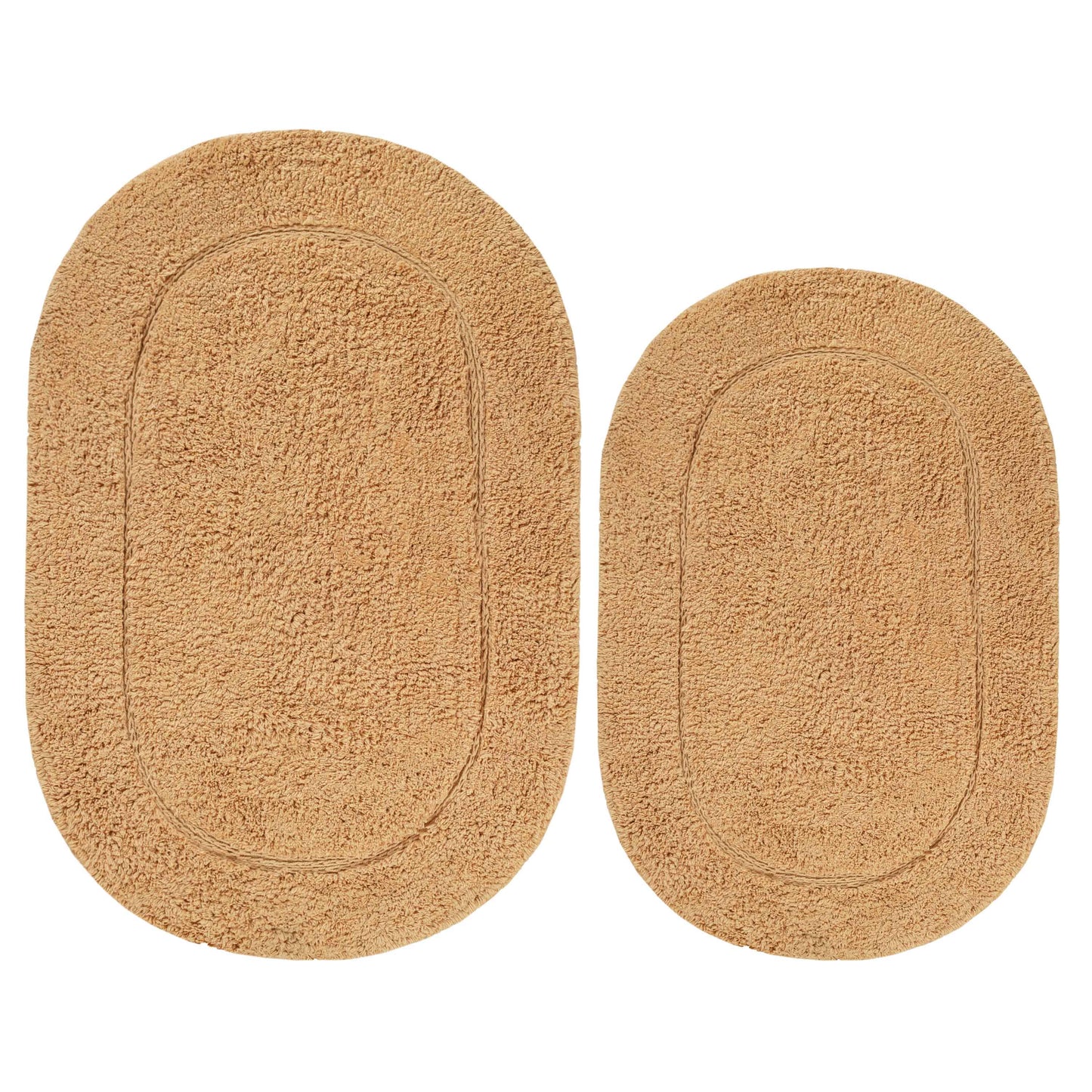 Cotton Non Slip Oval 2 Piece Bath Rug Set - Toast