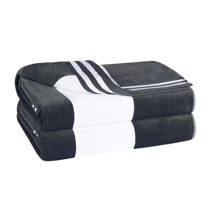 Superior Cabana Stripe Oversized Cotton Beach Towel Set Of 2,4,6 - Charcoal