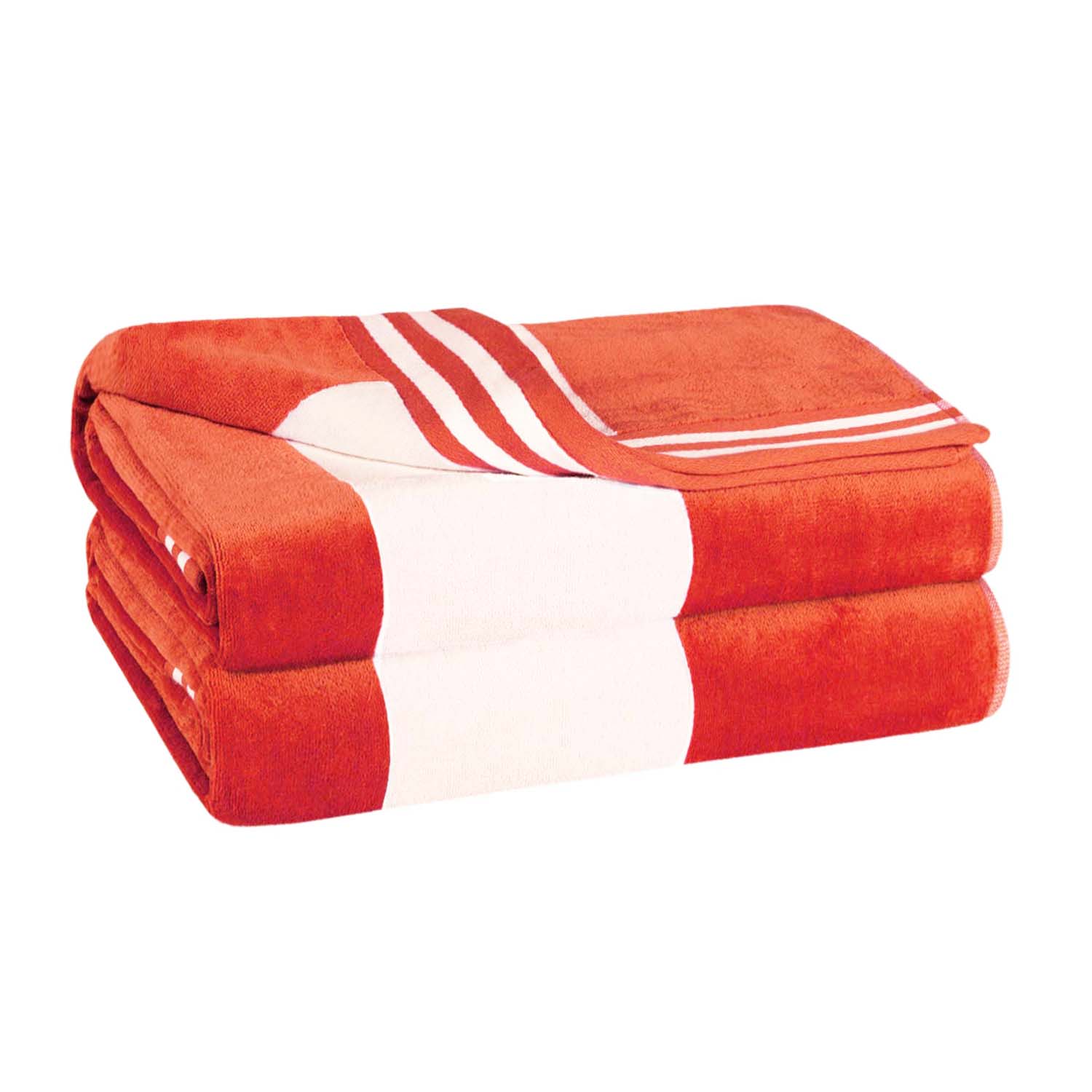 Superior Cabana Stripe Oversized Cotton Beach Towel Set Of 2,4,6 - Coral
