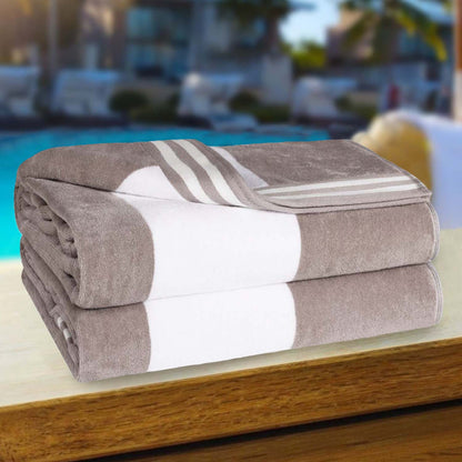Superior Cabana Stripe Oversized Cotton Beach Towel Set Of 2,4,6 - Light Grey