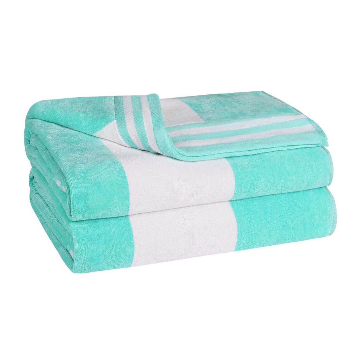 Superior Cabana Stripe Oversized Cotton Beach Towel Set Of 2,4,6 - Mint