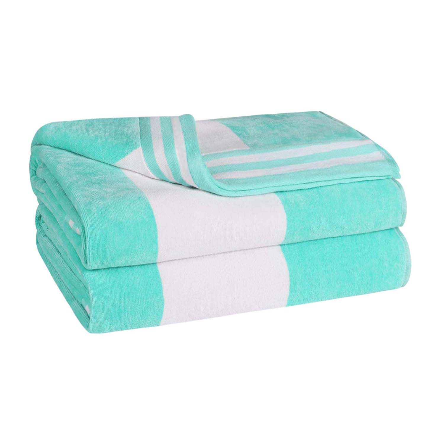 Superior Cabana Stripe Oversized Cotton Beach Towel Set Of 2,4,6 - Mint