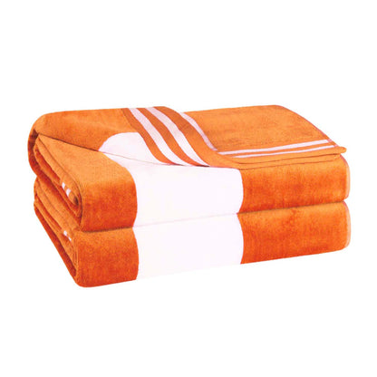 Superior Cabana Stripe Oversized Cotton Beach Towel Set Of 2,4,6 - Orange