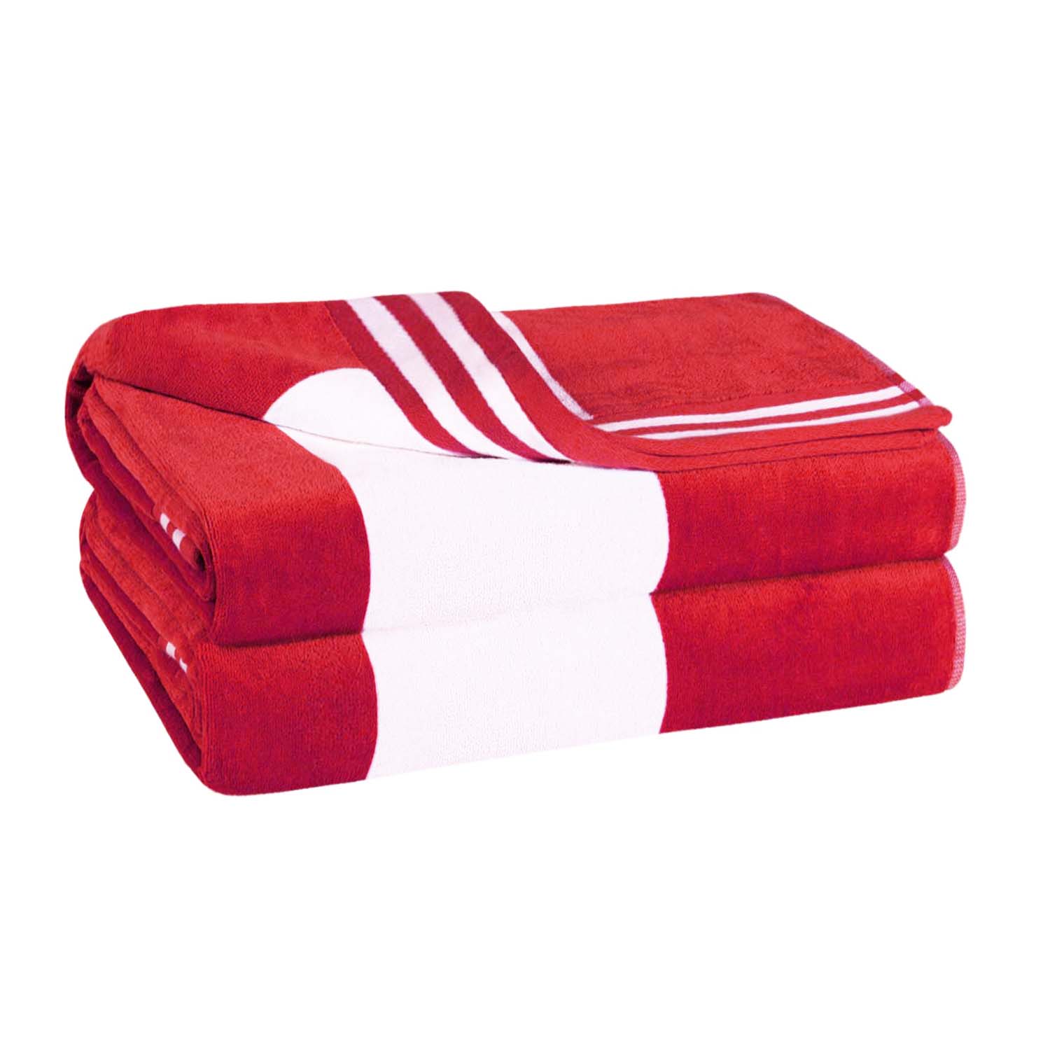 Superior Cabana Stripe Oversized Cotton Beach Towel Set Of 2,4,6 - Red