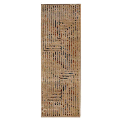 Modern Geometric Lines Abstract Boho Area Rug Or Runner Or Door Mat - Ivory