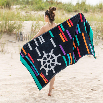 Retro Spin Wheel Oversized 2 Piece Beach Towel Set