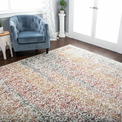 Ulani Distressed Modern Damask Indoor Area Rug
