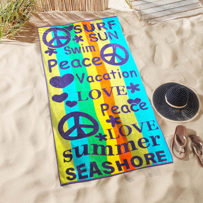 Peace Love Oversized Cotton 2 Piece Beach Towel Set