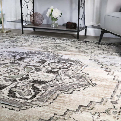 Brinton Vintage Oriental Medallion Indoor Area Rugs or Runner Rug - Slate