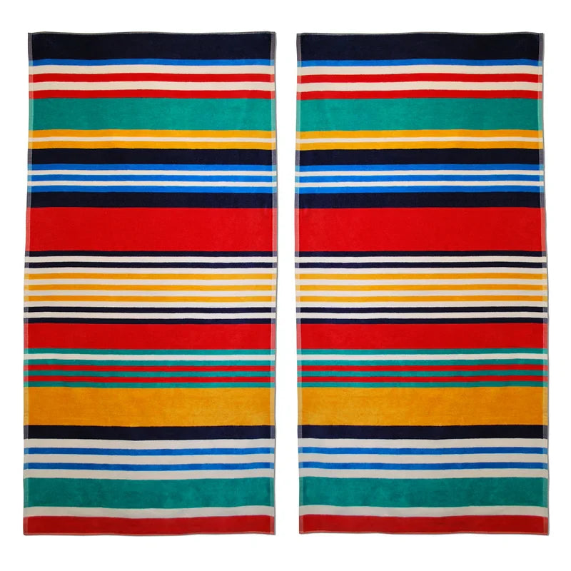 Cotton Multicolored Striped Oversized 4 Piece Beach Towel