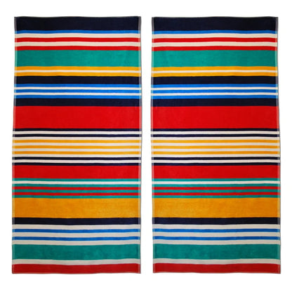 Cotton Multicolored Striped Oversized 4 Piece Beach Towel