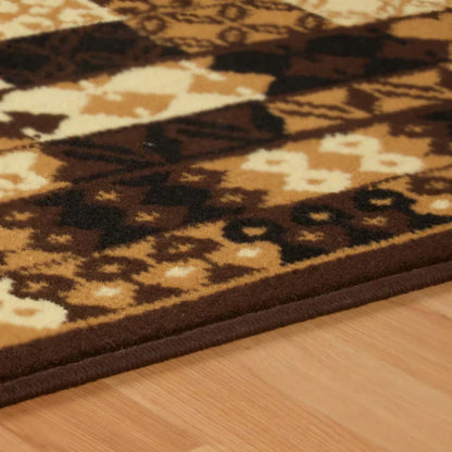 Tribal Geometric Mosaic Indoor Area Rug or Runner Rug - Green