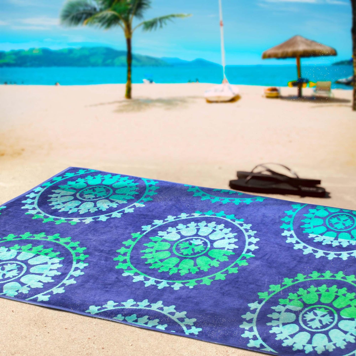 Spinning Wheels Oversized Cotton 2 Piece Beach Towel Set