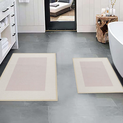 Reno Modern Non-Slip Machine Washable Kitchen Mat Set - Cream