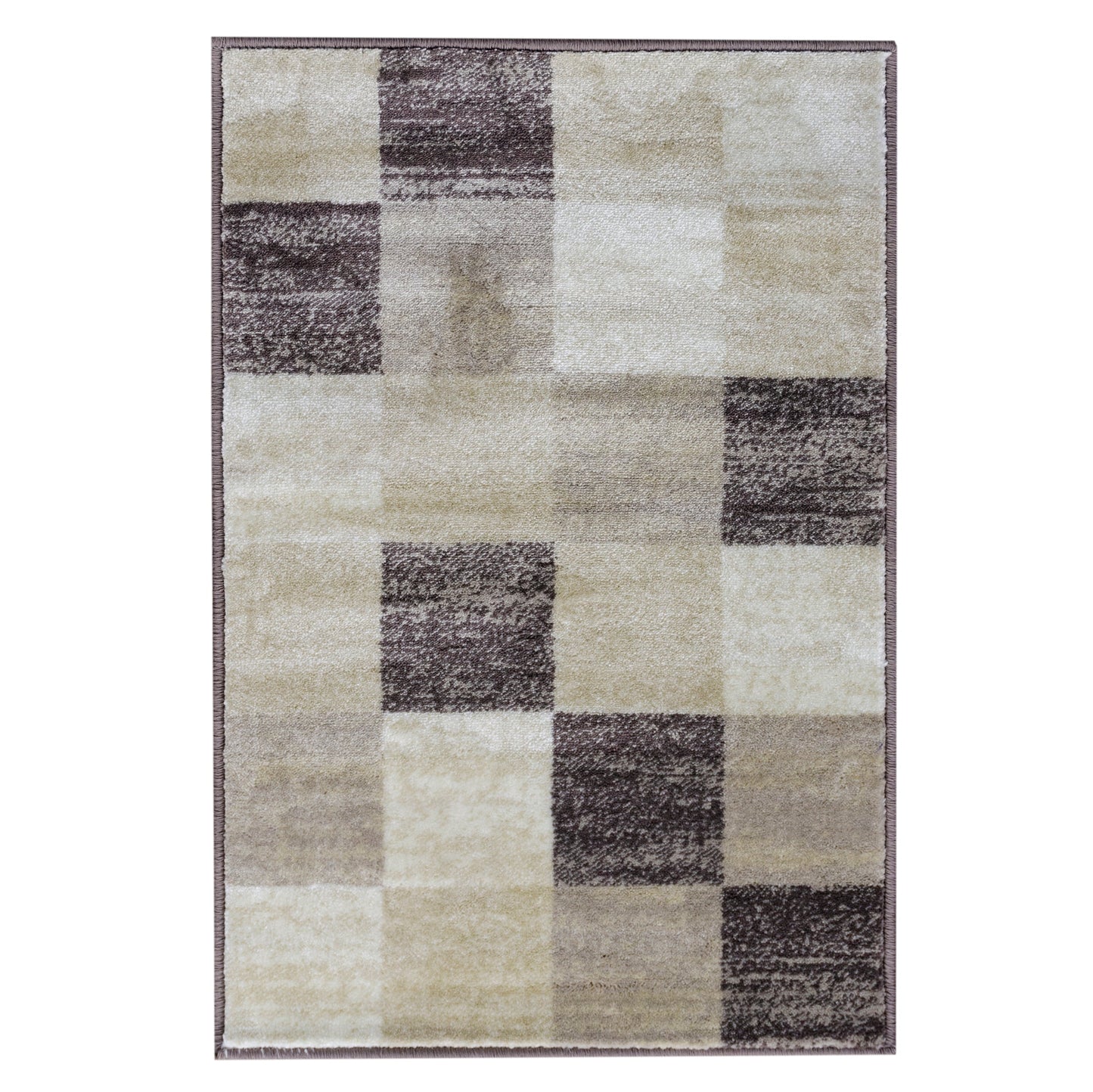 Superior Rockaway Geometric Checkered Rivulet Transitional Area Rug - Beige