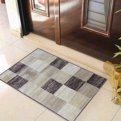 Superior Rockaway Geometric Checkered Rivulet Transitional Area Rug - Beige