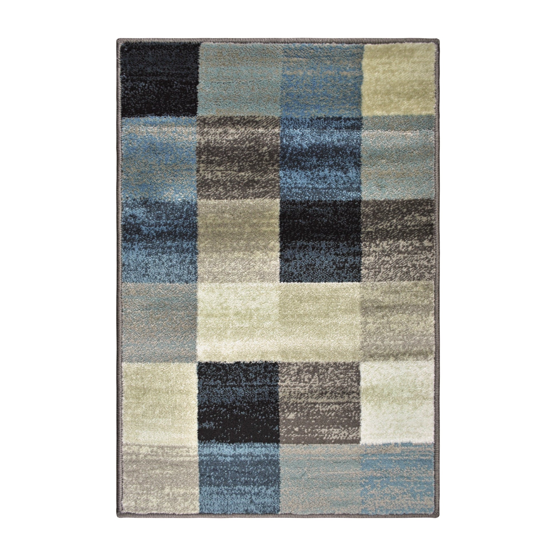 Superior Rockaway Geometric Checkered Rivulet Transitional Area Rug - Majolica Blue