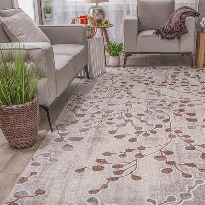 Superior Adsila Iridescent Floral Modern Area Rug or Runner - Hazelnut