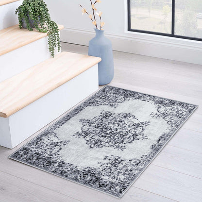 Superior Decklan Floral Medallion Indoor Area Rug or Runner Rug - Grey