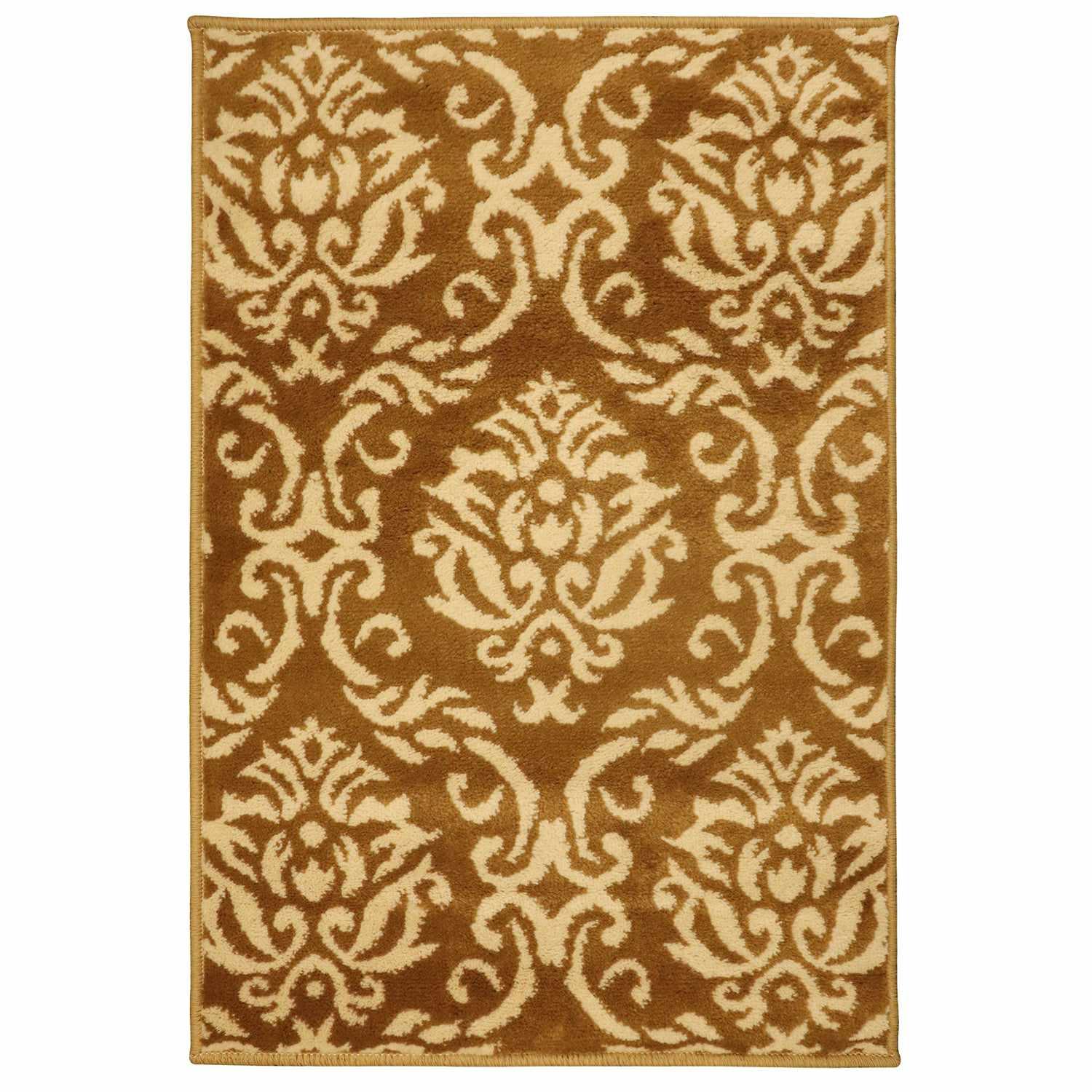 Superior Fleur Distressed Damask Area Rug - Red