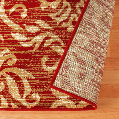  Superior Fleur Distressed Damask Area Rug - Red