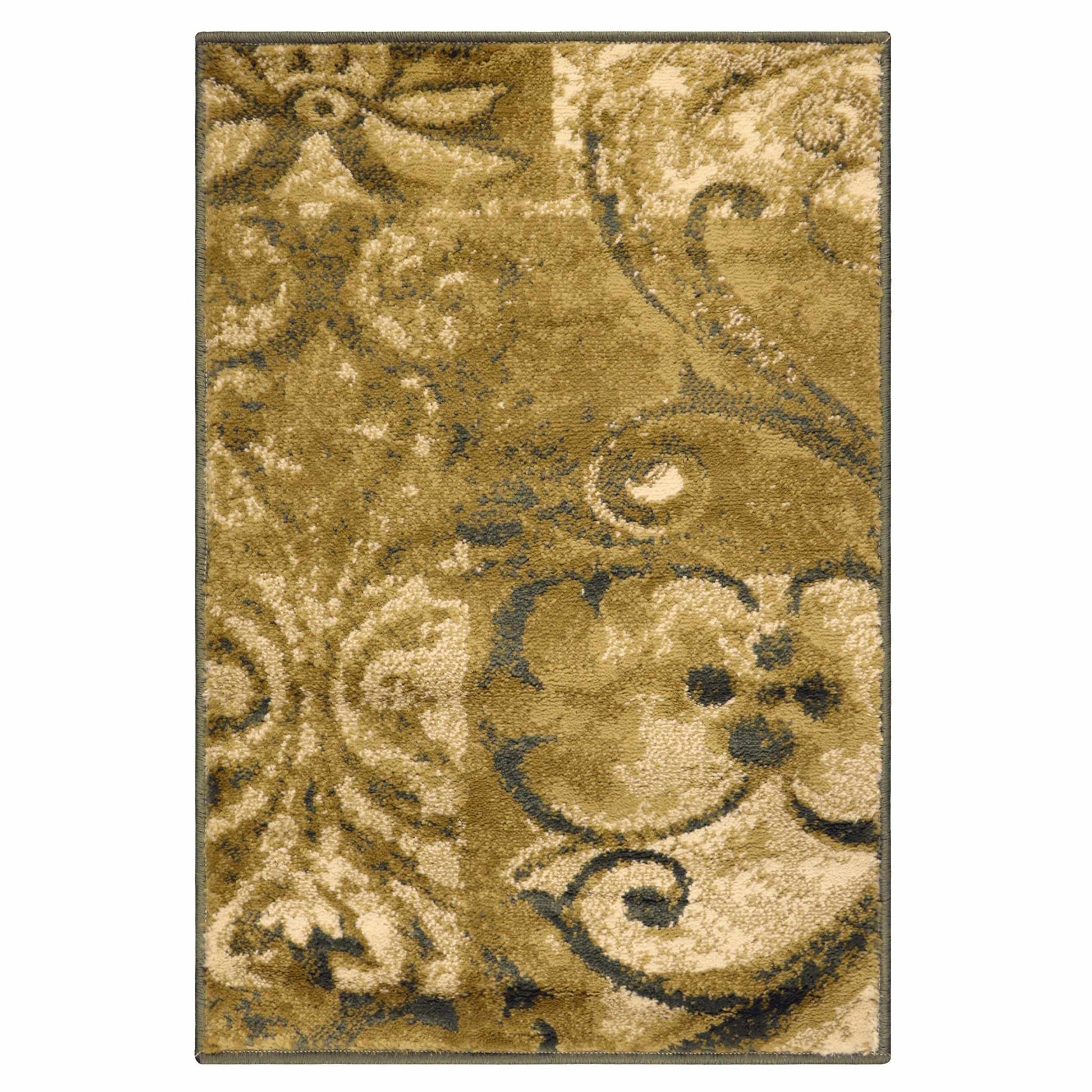 Distressed Scroll Contemporary Area Rug 