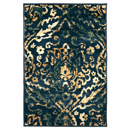 Superior Northman Damask Contemporary Area Rug - Navy Blue