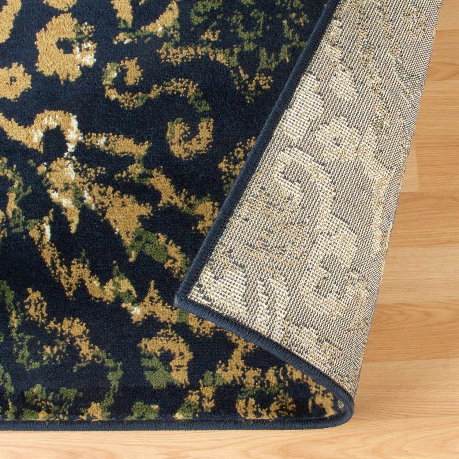 Superior Northman Damask Contemporary Area Rug - Navy Blue