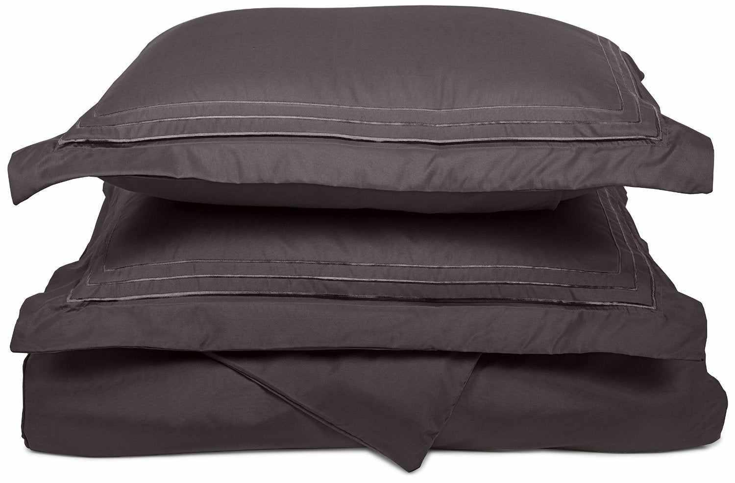 Superior 3 Line Embroidered Lines Microfiber Duvet Cover Set - Silver