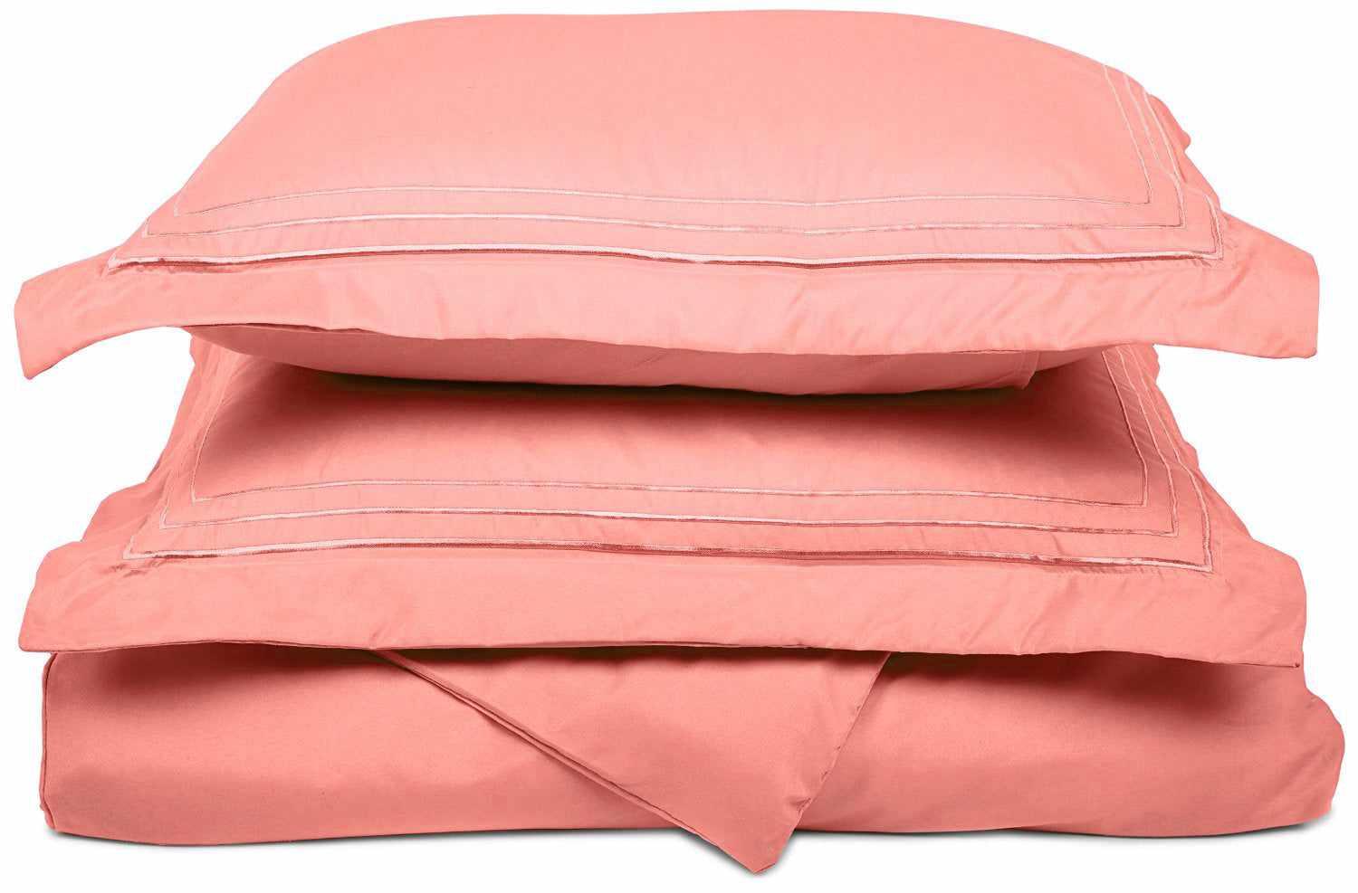 Superior 3 Line Embroidered Lines Microfiber Duvet Cover Set - Blossom