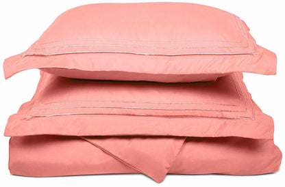 Superior 3 Line Embroidered Lines Microfiber Duvet Cover Set - Blossom